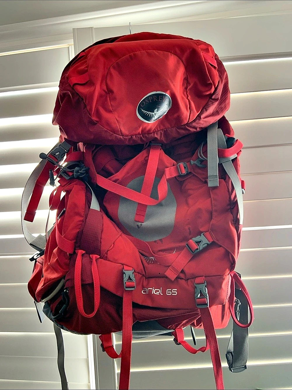 Osprey Red Hiking Backpack 65L